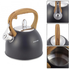Чайник из нержавеющей стали со свистком Kamille KM 1096 2,5 л Черный Вольнянск