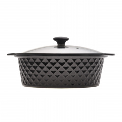 Мармит круглый с подставкой Kamille 3,5 л Черный (KM-6427) Броди