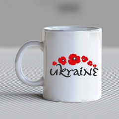 Кружка чашка белая с принтом "Ukraine красные цветы" Кавун Красноград