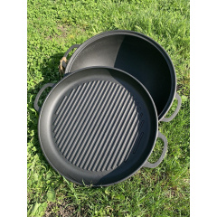 Казан чугунный узбекский WOK с крышкой сковородой-гриль Maysternya 12 л Черный (1809358365) Приморск