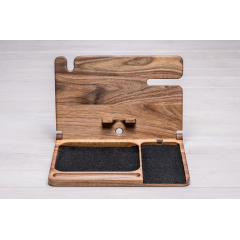 Деревянный органайзер с беспроводной зарядкой ecoWalnut 300x231x210 мм Долина