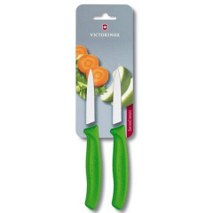 Набор кухонных овощных ножей Victorinox Swiss Classic Paring 8 см 2 шт Зеленый (6.7606.L114B) Курінь
