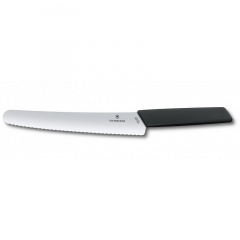 Кухонный нож для хлеба Victorinox Swiss Modern BreadPastry 22 см Черный (6.9073.22WB) Запоріжжя