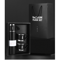 Подарочный набор RIAS Vacuum Flask Set Термос с 3 чашками 0.5L Black (3_02997) Оріхів