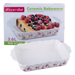 Керамическая форма для запекания Kamille Mirlinda KM 6111 39,5 х 26 х 6,5 см Белый Чернигов