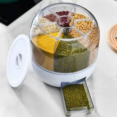 Диспенсер кухонный OPT-TOP поворотный для круп сыпучих и бобовых с 6 отсеками (прозрачно-белый) (2103354309) Васильков