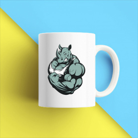 Кружка чашка белая с принтом "Носорог силач" Кавун