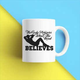Кружка чашка белая с принтом "The body Achieves what the mind believes" Кавун