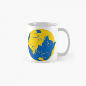 Кружка чашка белая с принтом "Украинские коты Инь и Ян синий и желтый 3" Кавун
