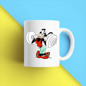 Кружка чашка белая с принтом "Гуфи со штангой" Кавун