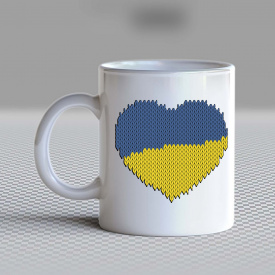Кружка чашка белая с принтом "Сердце Украины вязанный узор" Кавун