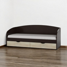 Ліжко односпальне Tobi Sho COMFORT з шухлядами для дитячої кімнати, 800х1900 мм Венге темний/Дуб молочний