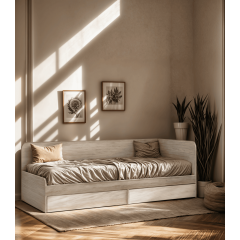 Кровать односпальная Tobi Sho SONATA/800 для детской комнаты с двумя ящиками, 800х1900 мм Дуб крафт белый Бровары
