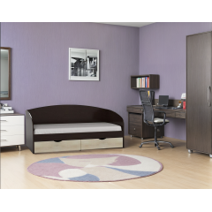Кровать односпальная Tobi Sho COMFORT с ящиками для детской комнаты, 800х1900 мм Венге темный/Дуб молочный Тернополь