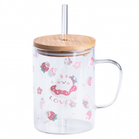 Чашка детская с бамбуковой крышкой TS Kitchen 500 мл розовая (HP7214C)