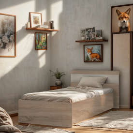 Ліжко односпальне Tobi Sho SONATA/900 для дитячої кімнати, 900х2000 мм Дуб сонома/Білий