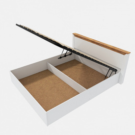 Ліжко двоспальне Tobi Sho NORDIC з підйомним механізмом, 1600х2000 мм Дуб крафт золотий/білий