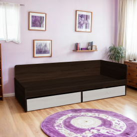 Ліжко односпальне Tobi Sho SONATA/800 для дитячої кімнати з двома шухлядами, 800х1900 мм Венге темний/Білий