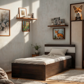 Кровать односпальная Tobi Sho SONATA/900 для детской комнаты, 900х2000 мм Венге темный/Белый