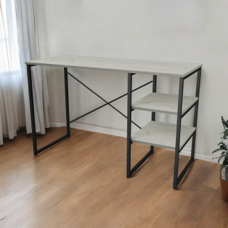 Стол письменный Tobi Sho VARN компьютерный с металлическими опорами, 1180х540х750 Дуб Крафт Белый/Черный