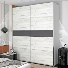 Шафа купе Doros Білий Дуб Крафт Білий/Вставка Графіт 2 ДСП / 4 частини 200х60х240 (42005066)