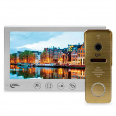 Комплект відеодомофона Light Vision: домофон 7" Amsterdam FHD White та відеопанель RIO FHD Gold