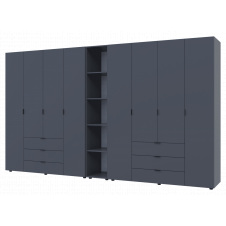 Комплект Doros Гелар з Етажеркою Графіт 4+4 ДСП 348.2х49.5х203.4 (42005065)