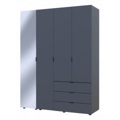 Шафа для одягу Doros Гелар Графіт 3ДСП/Дзеркало 155х49.5х203.4 (42002158) Надвірна