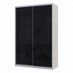 Шафа купе Сіті Лайт Слім Біле Дерево Скло Чорне 150х60х225 (44900302) Ромни