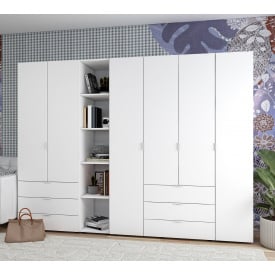 Комплект Doros Гелар з Етажеркою Білий 2+4 ДСП 270.7х49.5х203.4 (42005033)