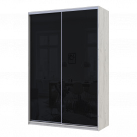 Шафа купе Сіті Лайт Слім Біле Дерево Скло Чорне 150х60х225 (44900302)