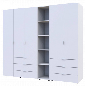 Комплект Doros Гелар з Етажеркою Білий 2+3 ДСП 231.9х49.5х203.4 (42005032)