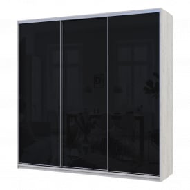 Шафа купе Сіті Лайт Слім Біле Дерево Скло Чорне 225х60х225 (44900307)