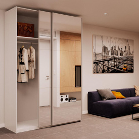 Шафа-купе Doros G-Caiser Білий 2 Дзеркала / 3 частини 160х60х240 (42002102)