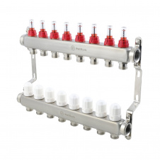 Коллектор теплого пола Polmark 1″3/4″ c 8 выходами, с расходомерами (PSMF108)