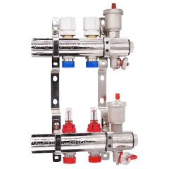Коллектор теплого пола HLV 1″3/4″ c 2 выходами, с расходомерами + сливная группа Житомир