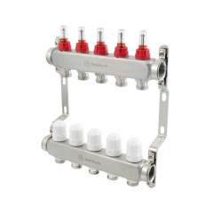 Коллектор теплого пола Polmark 1″3/4″ c 5 выходами, с расходомерами (PSMF105) Херсон