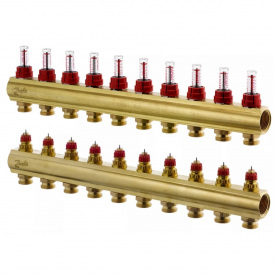 Коллектор теплого пола DANFOSS 3/4″ c 6 выходами, с расходомерами