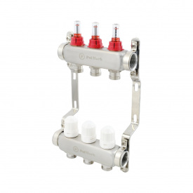 Коллектор теплого пола Polmark 1″3/4″ c 3 выходами, с расходомерами (PSMF103)