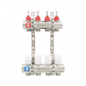 Коллектор теплого пола Polmark 1″3/4″ c 4 выходами, с расходомерами (PBMF104)