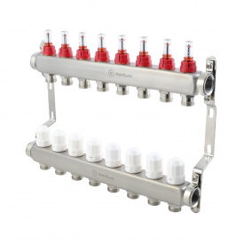 Коллектор теплого пола Polmark 1″3/4″ c 8 выходами, с расходомерами (PSMF108)