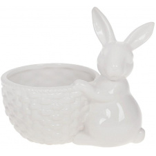 Кашпо декоративное Кролик с корзинкой 16х10.5х14см White DP78895 BonaDi