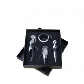 Набор сомелье для вина Kamille 4 элемента Черно-серебристый