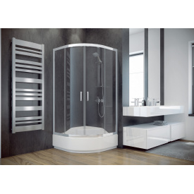 Душова кабіна BESCO MODERN 90x90x165 напівкругла універсальна, grigio/хром