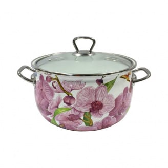 Каструля емальована 5.1 л Орхідея d-22 см Interos 15116-5,1