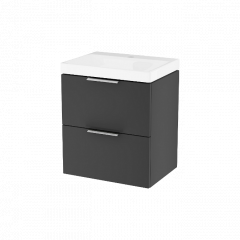 Тумба в ванную Excellent Blanko 49×37 настенная, с умывальником, чёрная (MLEX.6317.K.490.BLCR) Буча