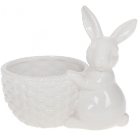 Кашпо декоративное Кролик с корзинкой 16х10.5х14см White DP78895 BonaDi