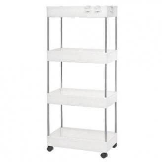 Етажерка підлогова на коліщатках Stenson R93336 4 яруси 38x13x87 см Білий