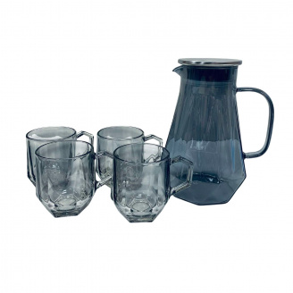 Кувшин стеклянный с чашками A-PLUS 7015 1500 мл Серый