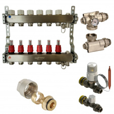 Колектор для теплої підлоги Heat-Pex 1x3/4 на 6 контурів з витратомірами євроконус